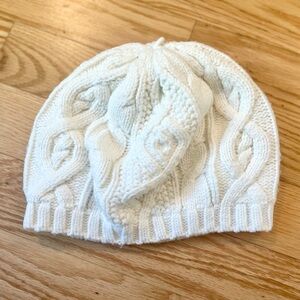 Janie and Jack white cream cable knit beanie winter hat 2T-3T lined